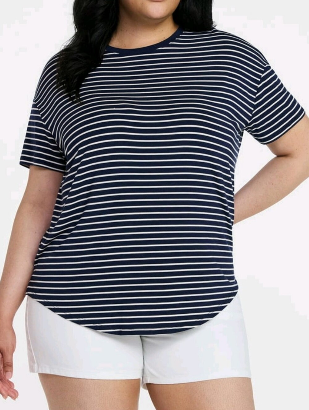 Time and Tru Women's Size XXL (20) Crewneck Tunic Tee Short Sleeves NWT Dark Nav
